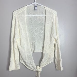 GAP Cream White Front Tie Crop Cardigan Sweater XL